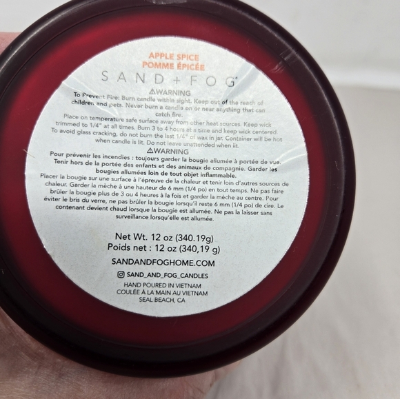 Sand & Fog Apple Spice Candle Double Wick Coconut Wax Blend Woid Lid Art Work - Picture 6 of 8
